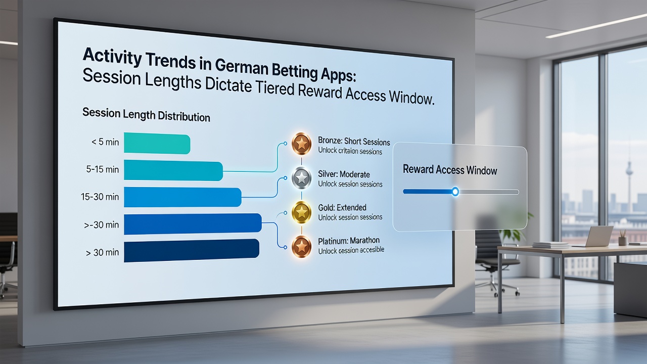 Diagramme zu Sitzungstrends und Belohnungsstufen in deutschen Apps